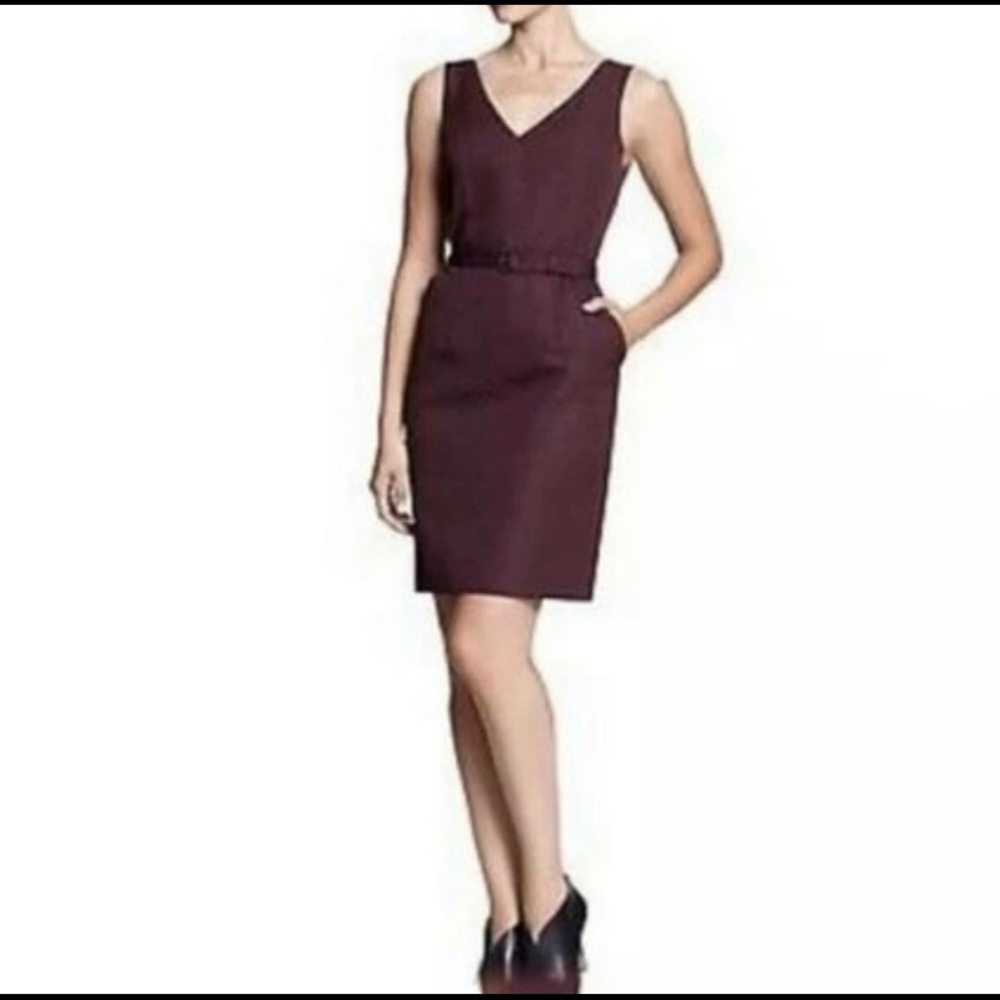 Banana Republic Purple Charlotte Belt Sheath Dress